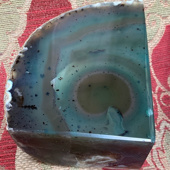 Brazilian Agate Geode green bookends set of 2 - Picture 3 of 8